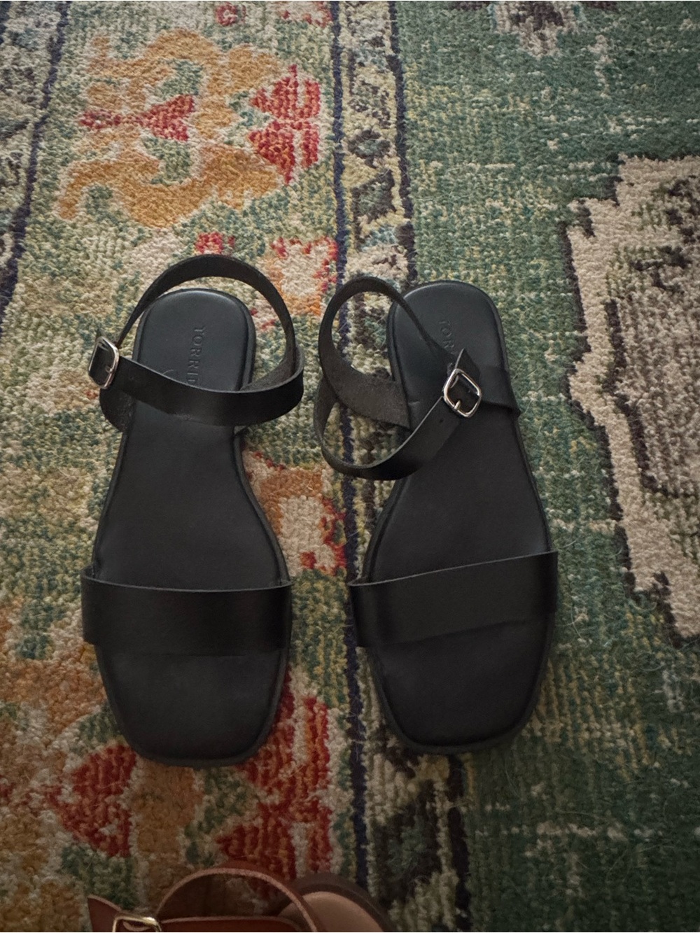 torrid Black Square-Toe Ankle Strap Sandals